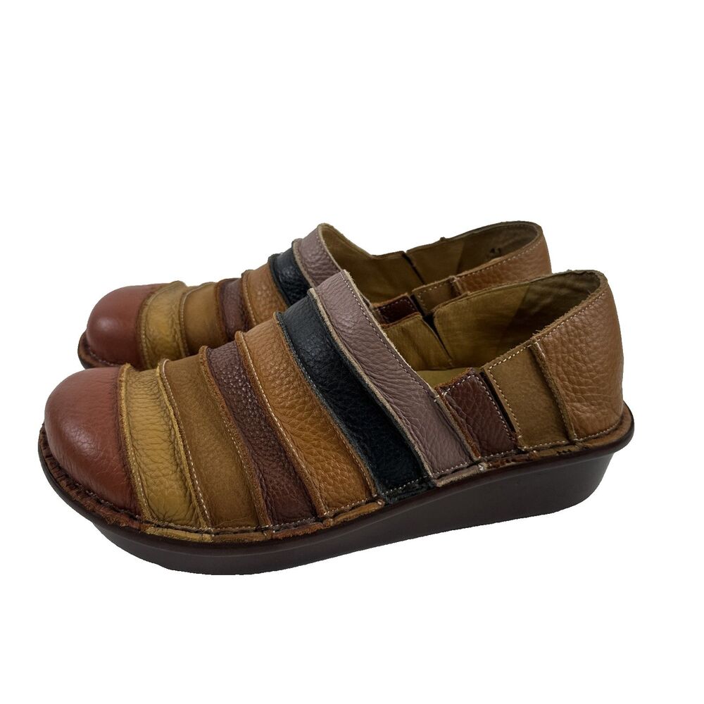 Spring Step Firefly Leather Clog Camel Multi Slip On Comfort Lightweight 41 9.5